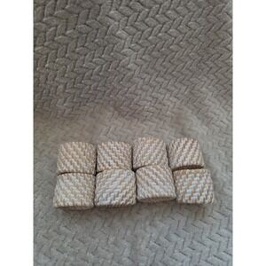 Caravan Everyday Whitewash Rattan Napkin Rings Set Of 8 Boho Coastal Luxury